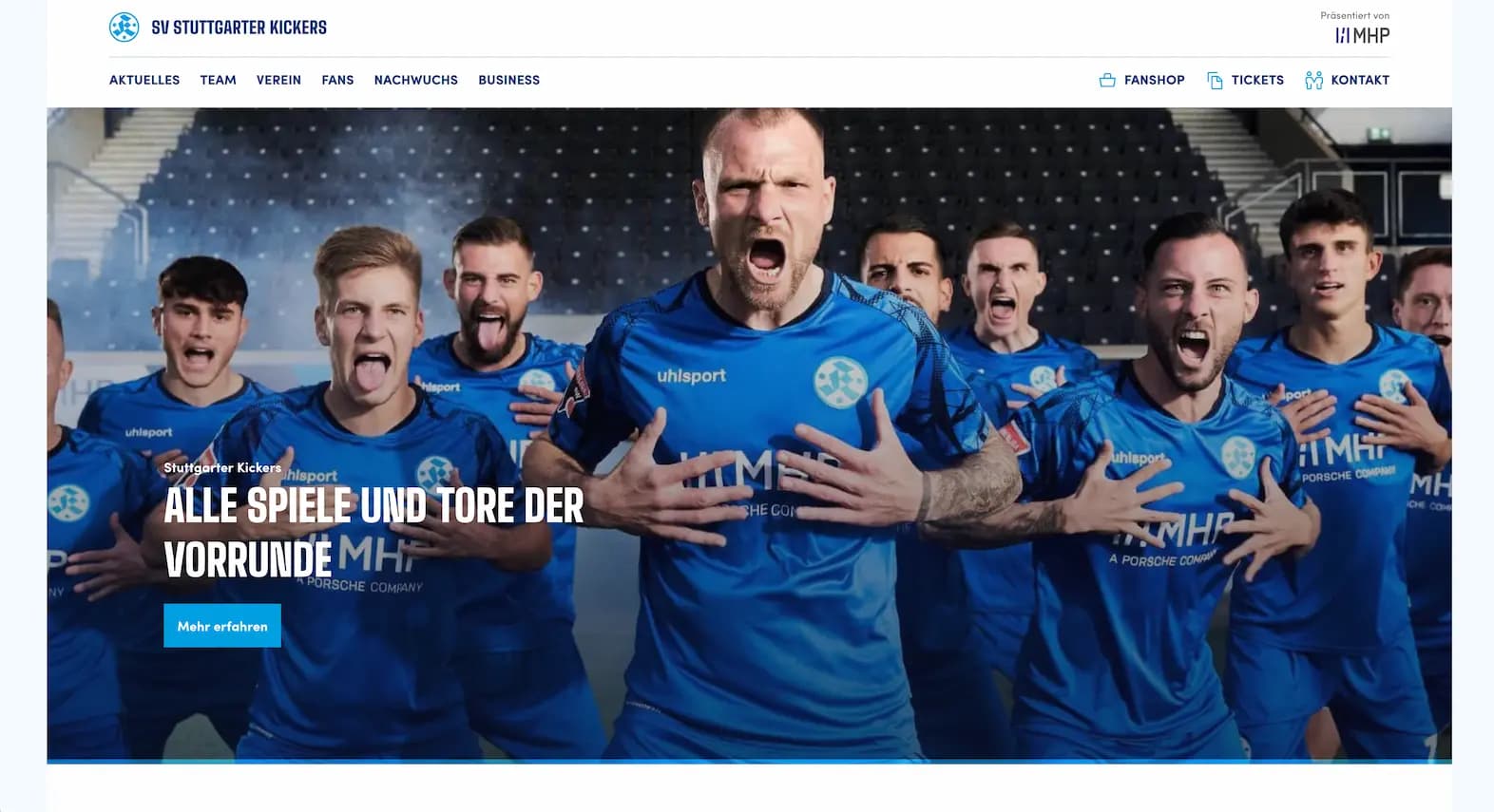 screenshot of stuttgarter kickers website